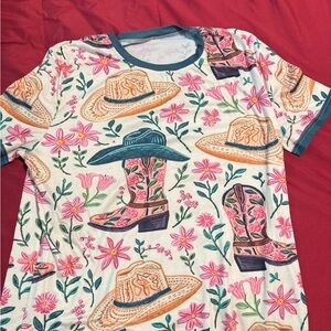 Pink and Orange Short Sleeve Floral Tee